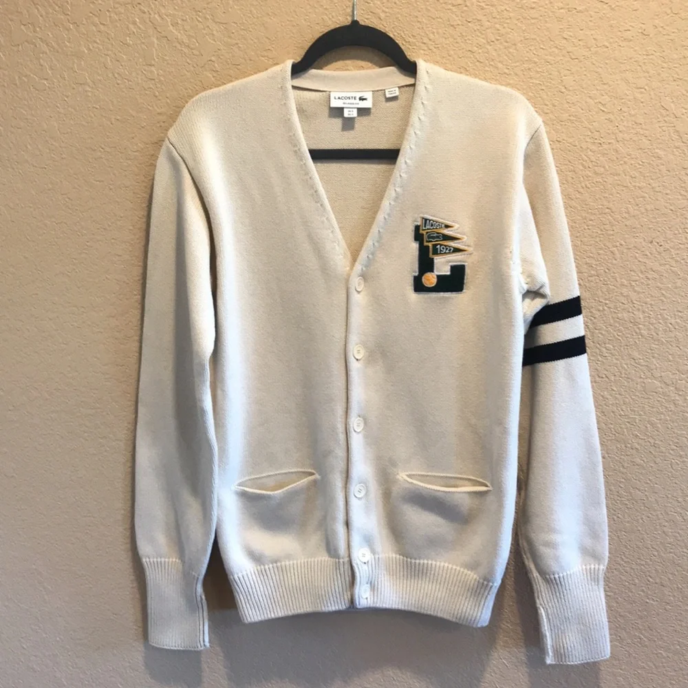 Lacoste Cream Cardigan with Black Accents - Picture 2 of 16